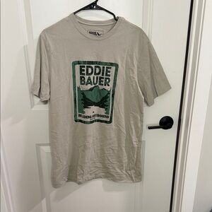 Eddie Bauer Tan Short-Sleeve Tee with Green Mountain Graphic